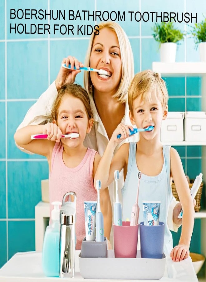 Boershun حامل فرشاة أسنان - طقم إكسسوارات حمام للأطفال، حامل فرشاة أسنان، ديكور حمام الأطفال، طقم حمام للأطفال يُوضع على سطح الحوض، أزرق وأحمر - Image 4