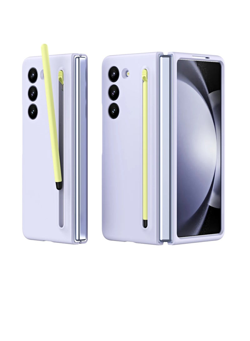 AROAQ Z Fold 5 Protection Case, Lightweight Ultra Thin Silky Liquid PC Bumper Phone Cover, Comfortable Grip Durable Mobile Case With Stylus For Z Fold 5, (1pc, Purple) - Image 1