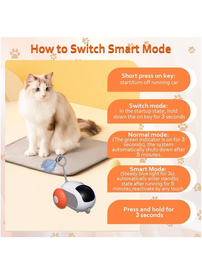 Necomi - Remote Control Cat Toys, Indoor Cat Interactive Chase Toys, Smart Cat Toy Car, Cat Mouse Toys, Remote Control Interactive Self-Playing Cat Toys (Orange) - Image 1