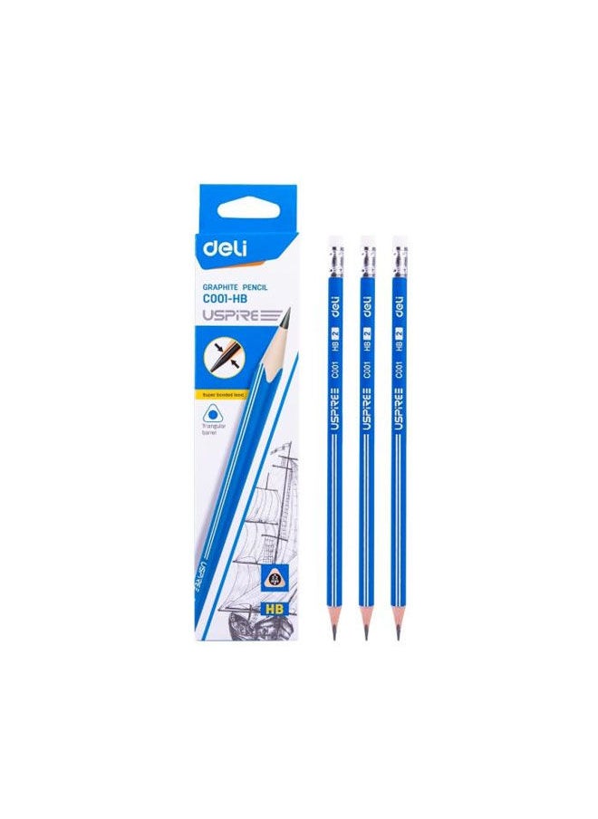 Deli Graphite Pencil HB With Eraser 