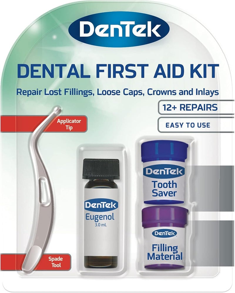 Dentek مجموعة الإسعافات الأولية من دينتيك للإصلاح المؤقت للأسنان في المنزل لإصلاح الحشوات المفقودة أو تأمين التيجان أو الأغطية أو الحشوات مع أداة المجرفة - Image 1