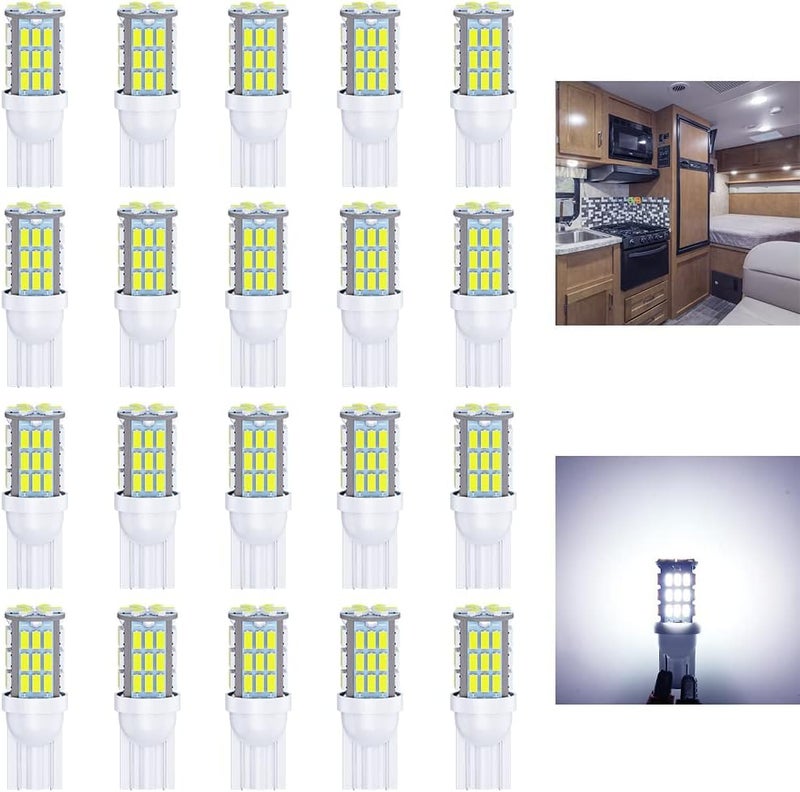 Antline T10 921 194 168 LED Bulbs Cool White 20-Pack - Super Bright 3014 42-SMD Replacement for RV, Camper, Trailer, Boat, and More - Image 1