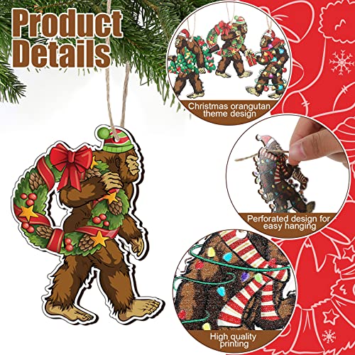 Kathfly Bigfoot Christmas Ornament Wooden Sasquatch Hanging Bigfoot Funny Christmas Tree Decoration Gorilla Decorative Hanging Ornaments for Xmas Holiday27 Pcs - Image 3