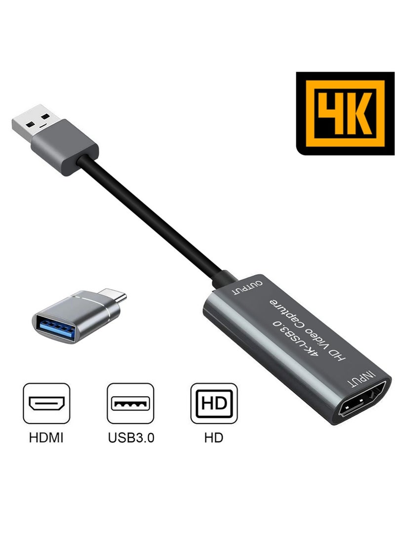 إكس ليفيل بطاقات التقاط الفيديو ، 4K HDMI إلى جهاز التقاط الفيديو USB 3.0 ، 1080P HD 60fps بث مباشر وتسجيل فيديو صوتي للالعاب والبث والتدريس ومؤتمرات الفيديو (الفضة) - Image 1
