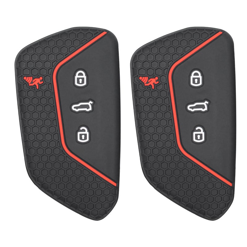 2 Pack Black TPU Key Cover for VW ID.4/Atlas/Golf GTI/Teramont Cross Sport, 4-Button Key Fob Case - Image 1