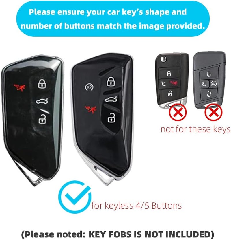 2 Pack Black TPU Key Cover for VW ID.4/Atlas/Golf GTI/Teramont Cross Sport, 4-Button Key Fob Case - Image 2