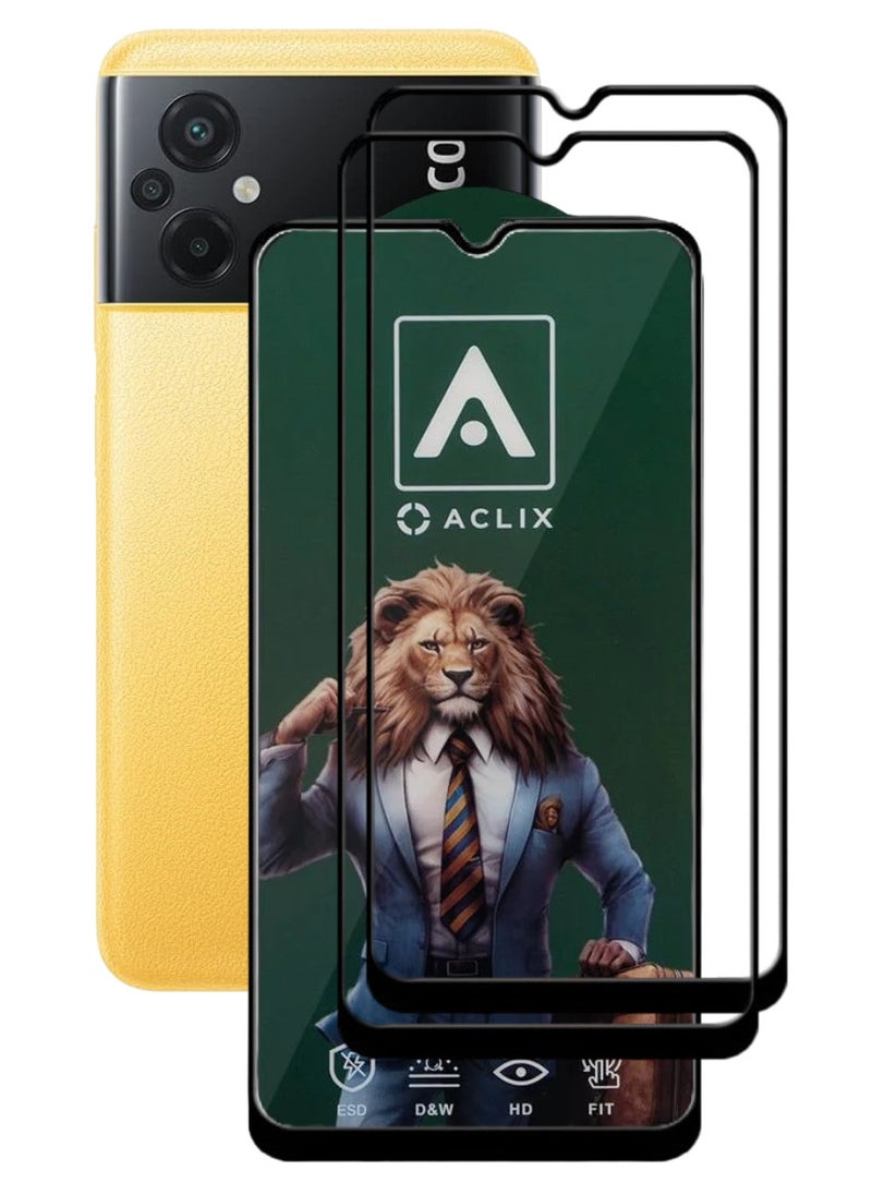 ACLIX 2 Pieces Antistatic ESD Dustproof Premium Quality High Definition Tempered Glass Screen Protector Designed For Xiaomi Poco M5 - Image 1