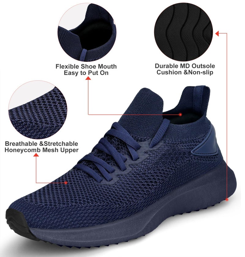 Abboos Women Slip On Sneakers Shoes for Women Ladies Work Tennis Shoes Comfort Mesh All Blue Size 9 - Image 3