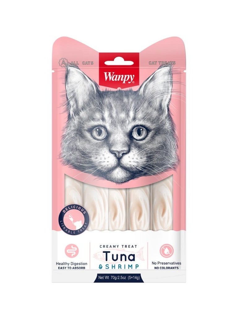 Wanpy Wanpy Tuna & Shrimp Creamy Treats for Cats 70g - 5pcs  - Image 1