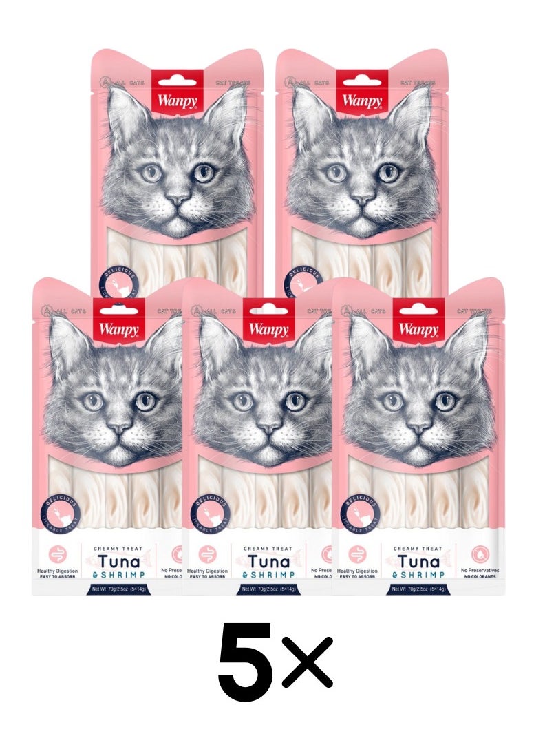 Wanpy Wanpy Tuna & Shrimp Creamy Treats for Cats 70g - 5pcs  - Image 2