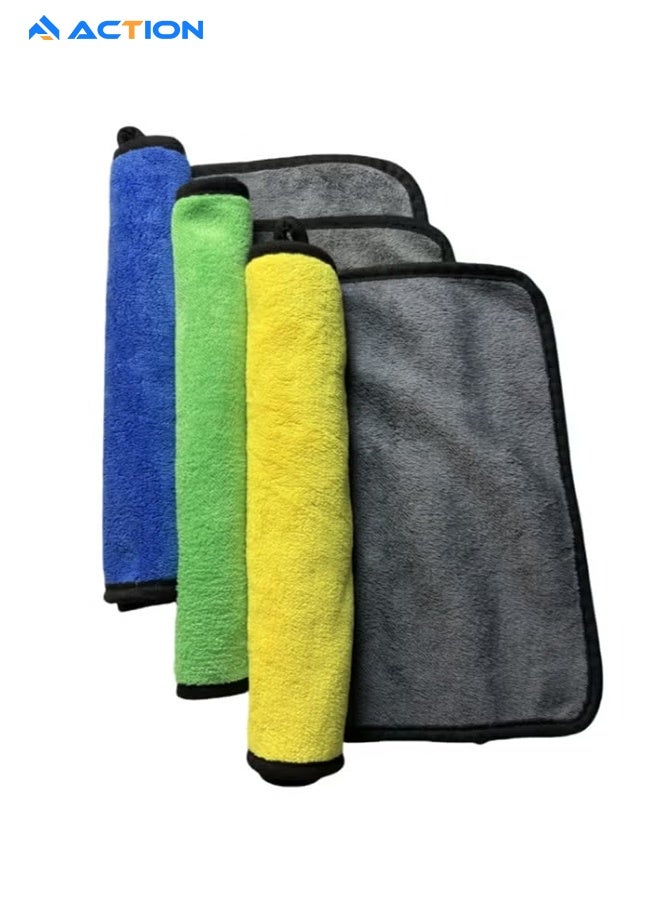 ACTION Microfiber Cleaning Cloth, 3 Pack Premium Microfiber Towels For Cars, Lint Free, Scratch-Free, Highly Absorbent, Reusable Cleaning Rags For Car, Household, Kitchen, Window, 30×40cm - Image 2