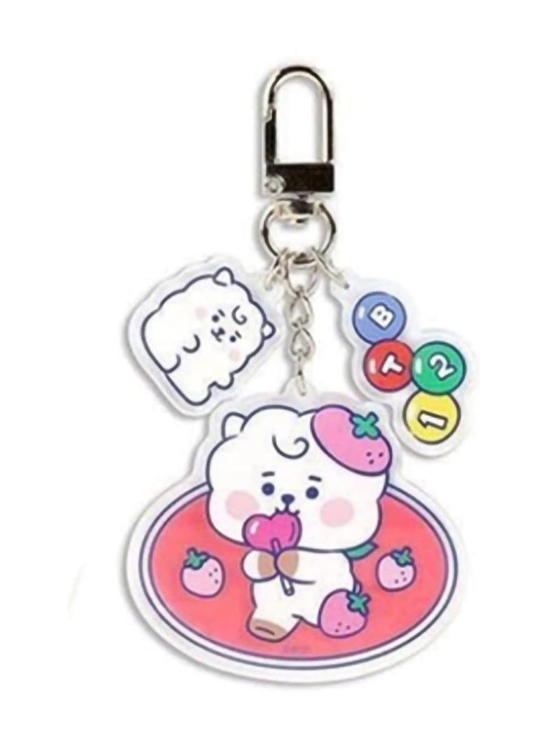 general 7 Pieces Cartoon Acrylic Kpop Keychain Mix Color Cute Little Keyring Gift Keyring Bag Keychain Set Hip Hop Style Party Gift Connection - Image 3