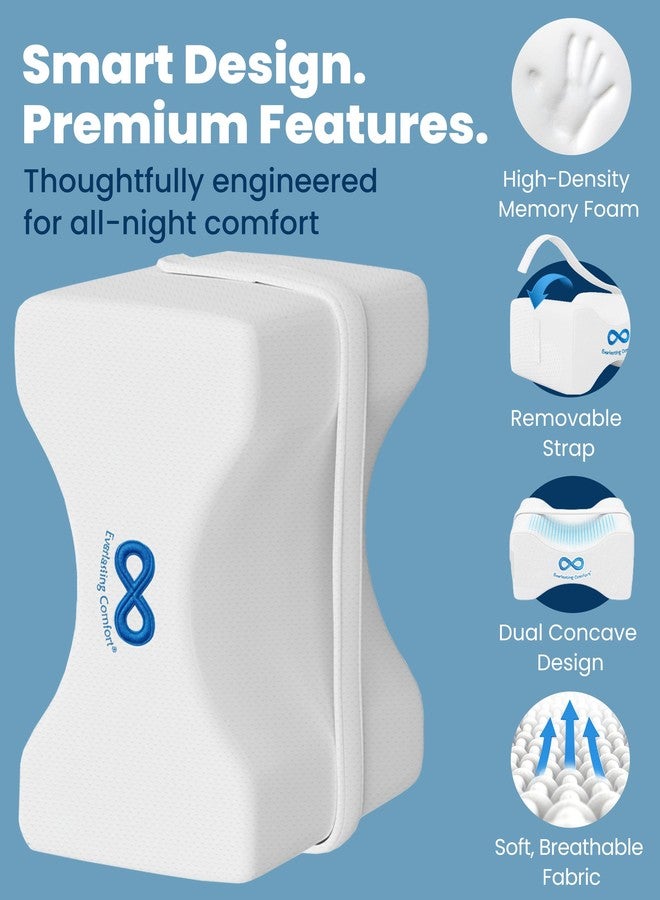 Everlasting Comfort Memory Foam Knee Pillow for Side Sleepers - Sciatica Pain Relief Pillow, Removable Strap Support - Leg Pillows for Sleeping Alignment, Knees, Back & Hip Cushion - Image 4