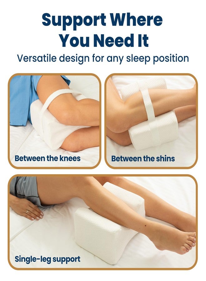 Everlasting Comfort Memory Foam Knee Pillow for Side Sleepers - Sciatica Pain Relief Pillow, Removable Strap Support - Leg Pillows for Sleeping Alignment, Knees, Back & Hip Cushion - Image 3