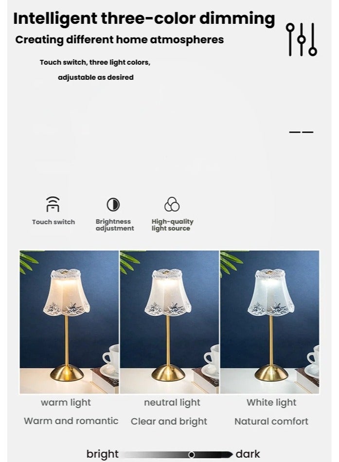 general Retro bedside table lamp Nordic bedroom small night light USB rechargeable touch ambient light - Image 2