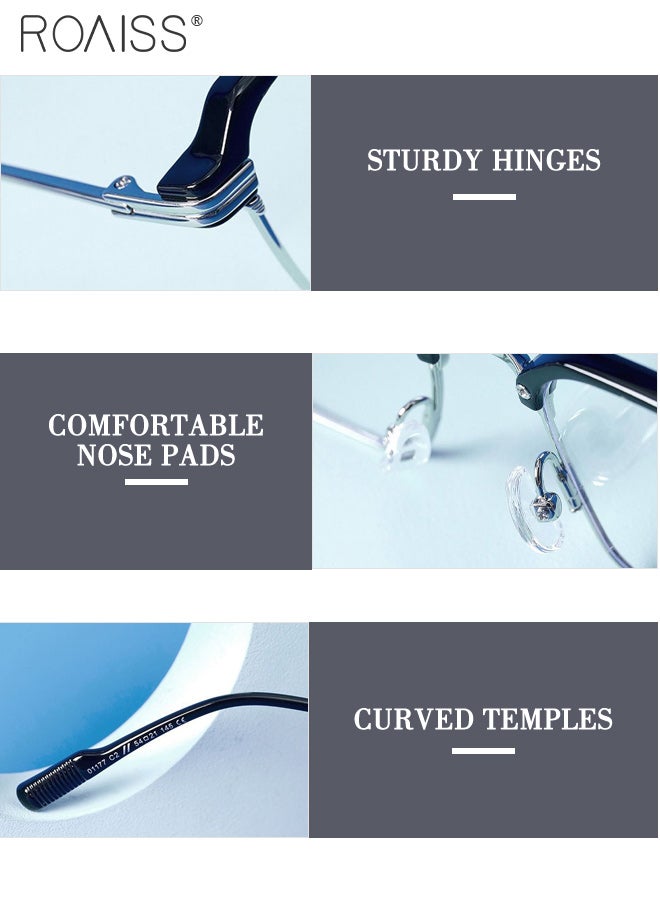 roaiss Men's Rectangular Anti-Blue Light Glasses,Anti UV Computer Readers Anti Blue Light HD Reading Glasses Flat Light Mirror Eyeglasses for Men Anti Eyestrain Color Changing Glasses Black Silver - Image 5