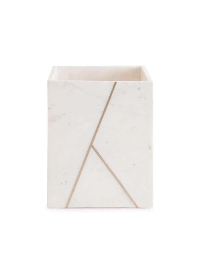 Pan Home Laila Marble Waste Bin20.30x20.30x25.4cm - White - Image 3
