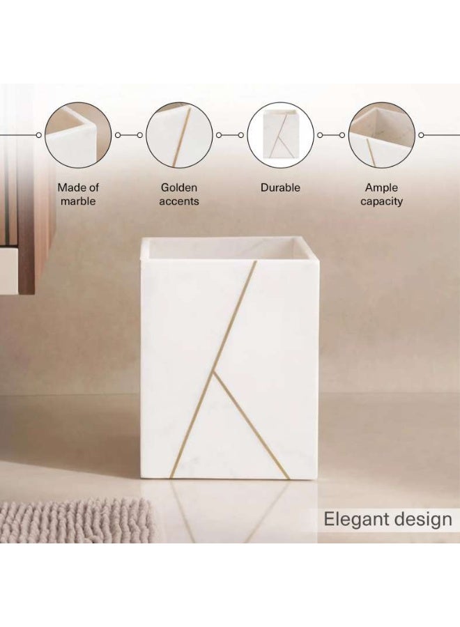 Pan Home Laila Marble Waste Bin20.30x20.30x25.4cm - White - Image 4