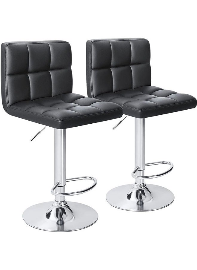 GoldenLike - Bar Stool Height Adjustable Bar Chair Swivel Counter Stool High Chairs With Backrest And Footrest PU Leather Barstool Armless Kitchen Island Stool for Home Office Coffee(Set of 2) - Image 1