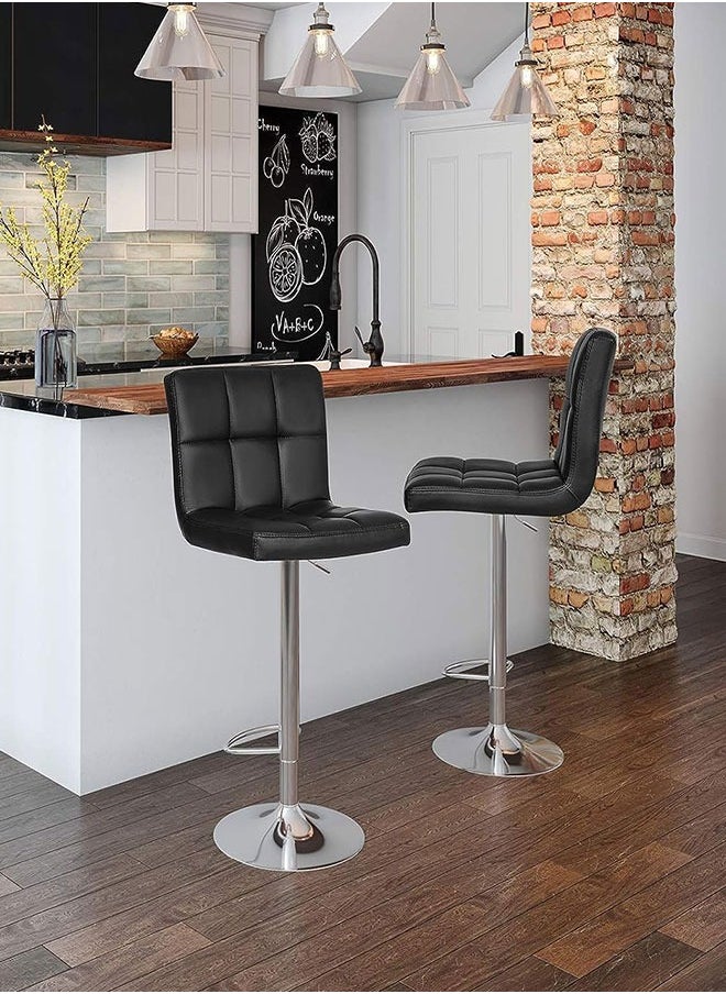 GoldenLike - Bar Stool Height Adjustable Bar Chair Swivel Counter Stool High Chairs With Backrest And Footrest PU Leather Barstool Armless Kitchen Island Stool for Home Office Coffee(Set of 2) - Image 1