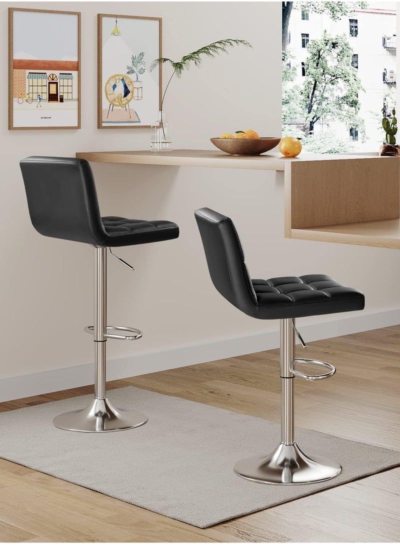 GoldenLike - Bar Stool Height Adjustable Bar Chair Swivel Counter Stool High Chairs With Backrest And Footrest PU Leather Barstool Armless Kitchen Island Stool for Home Office Coffee(Set of 2) - Image 1
