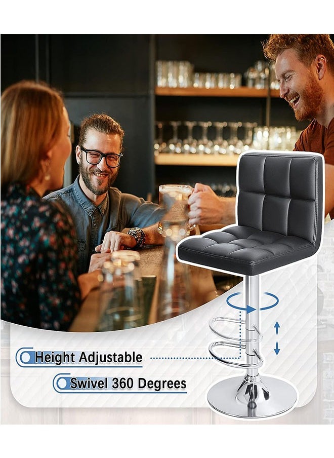 GoldenLike - Bar Stool Height Adjustable Bar Chair Swivel Counter Stool High Chairs With Backrest And Footrest PU Leather Barstool Armless Kitchen Island Stool for Home Office Coffee(Set of 2) - Image 1