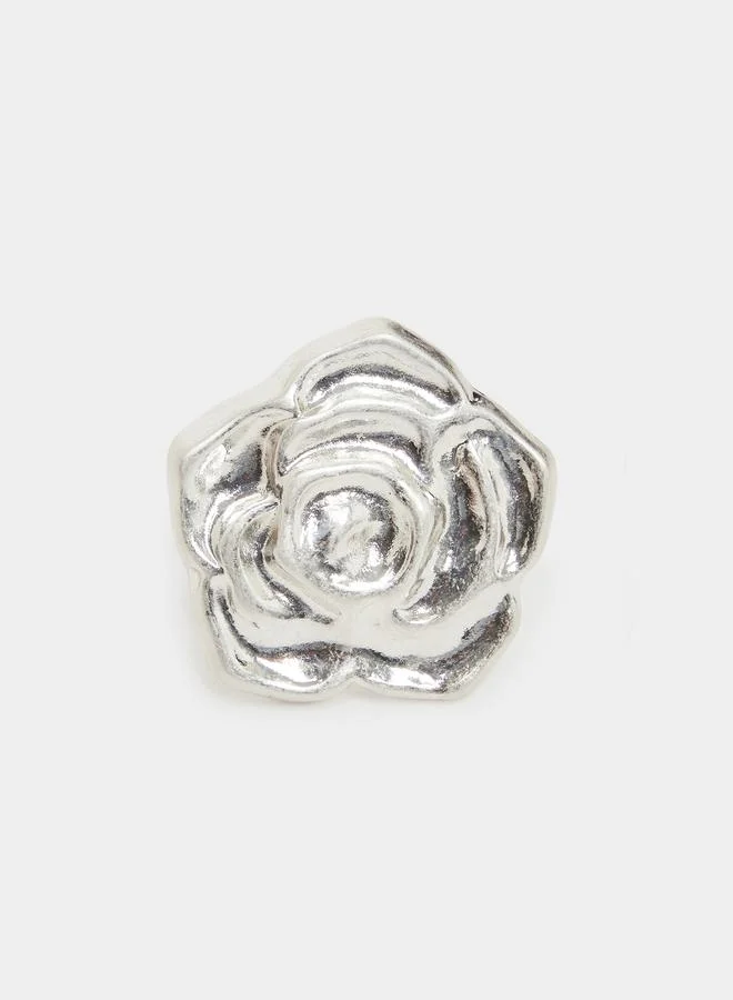 Silver Rose Statement Ring