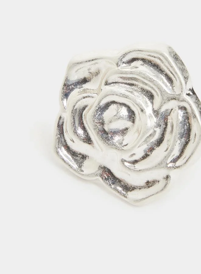 Styli  Silver Rose Statement Ring for Women | Best Price UAE