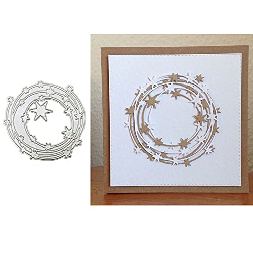 hinana Star Round Frame Metal Die Cuts,Star Ring Circle Star Vine Cutting Dies Cut Stencils for DIY ScrapbooKing Photo Decorative Embossing Paper Dies for ScrapbooKing Card MaKing - Image 1