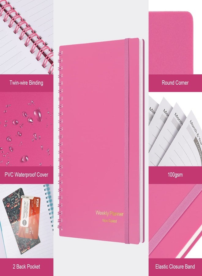 Asten Planner, Undated Weekly Planner Goal Planner Notebook, To Do List Planners Spiral Planner for Men and Women,PVC Hardcover,Elastic Closure, Inner Pocket 8.3" x 5.8" (Pink) - Image 5