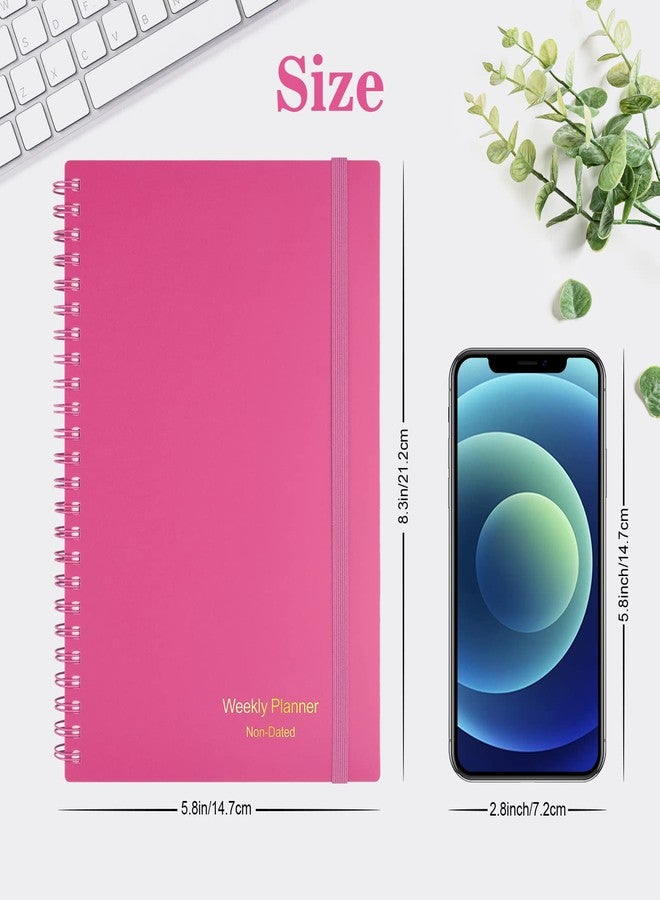 Asten Planner, Undated Weekly Planner Goal Planner Notebook, To Do List Planners Spiral Planner for Men and Women,PVC Hardcover,Elastic Closure, Inner Pocket 8.3" x 5.8" (Pink) - Image 3