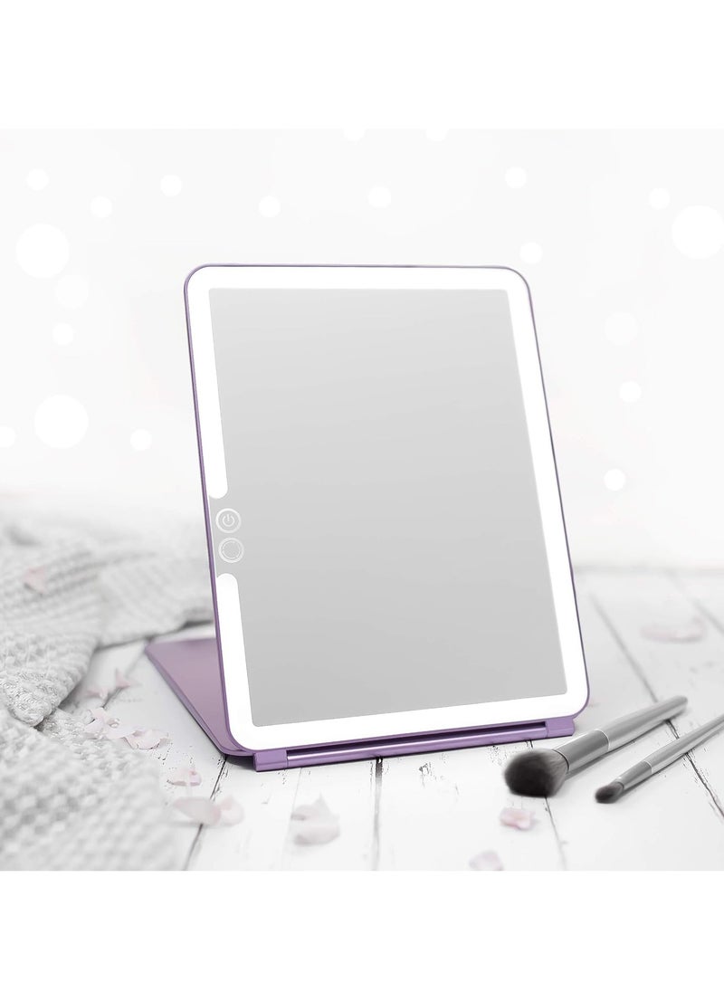 LUNA London LUNA London Eclipse LED Lighted Travel Vanity Makeup Mirror | 3 Colour Light, Compact, Portable, Lighted, Rechargeable, Illuminated Mirror | Perfect for Travel, Makeup & Beauty Needs | Lavender  - Image 5