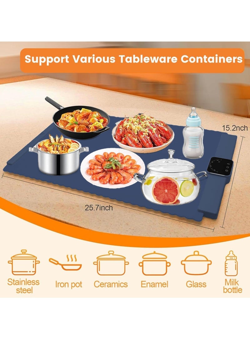والالا صينية تدفئة الطعام الكهربائية المحمولة، حصيرة تسخين سريعة، وسادة تدفئة كهربائية من السيليكون للطعام، طبق تدفئة طعام قابل للطي مع 5 إعدادات لدرجة الحرارة، حبل منظم - Image 3