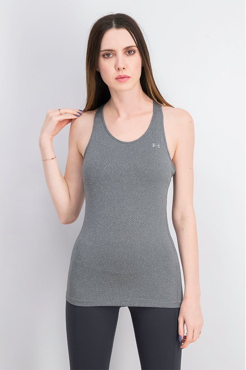 UNDER ARMOUR Women Sports Fit Brand Logo Training Tank Tops, Light Grey Heather - Image 1