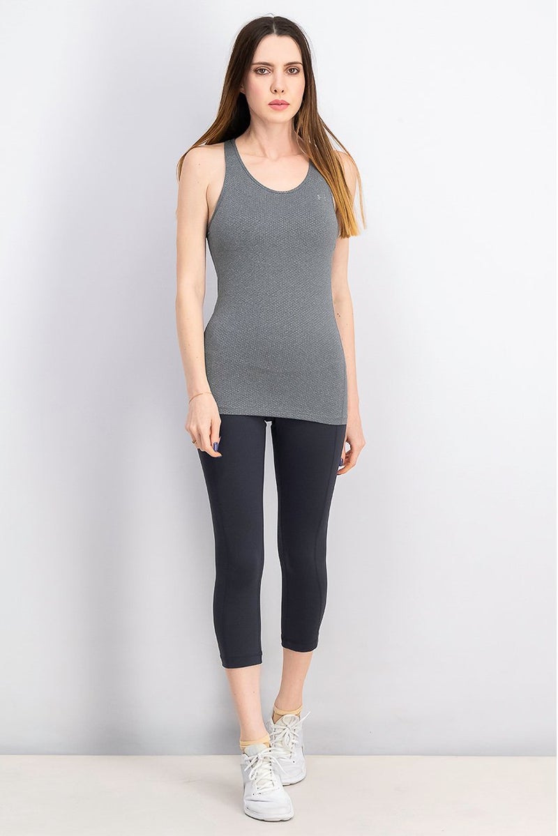 UNDER ARMOUR Women Sports Fit Brand Logo Training Tank Tops, Light Grey Heather - Image 3