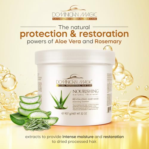 Dominican Magic Nourishing Revitalize Moisturizing Hair Mask with Aloe Vera & Rosemary Extract - Hair Treatment for Damaged and Frizzy Natural Hair, 32 oz - Image 5