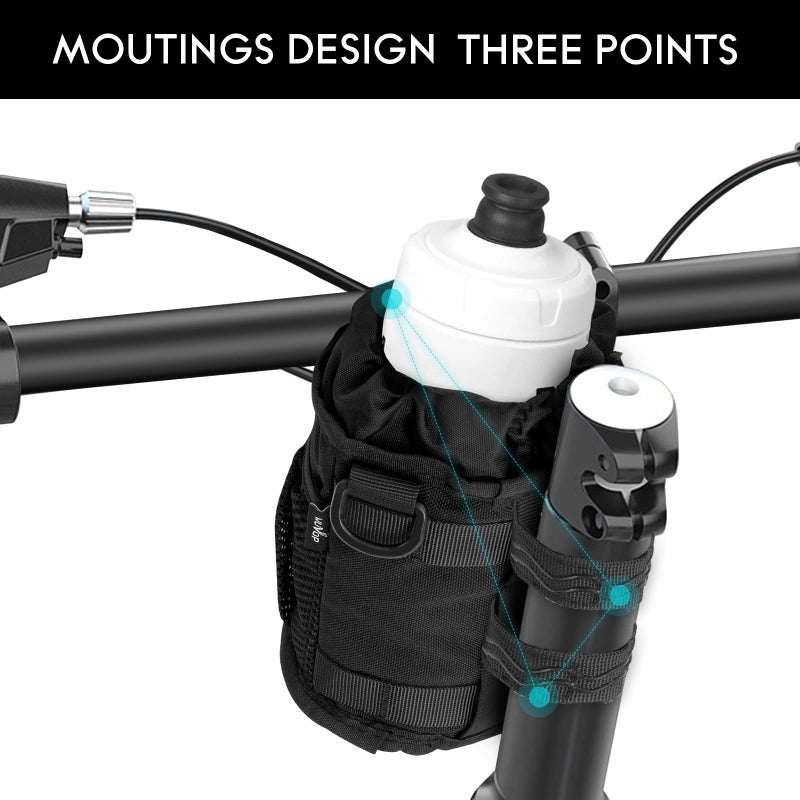 WUVOP Bike Cup Holder, Water Bottle Holder Handlebar for Bikes with Mesh Pockets, Universal Cycling Bicycle Water Bottle Drink Cup Cage for Cruiser, Scooter, Mountain Bike, Road Bikes, Wheelchair - Image 2