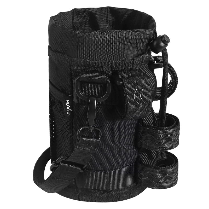 WUVOP Bike Cup Holder, Water Bottle Holder Handlebar for Bikes with Mesh Pockets, Universal Cycling Bicycle Water Bottle Drink Cup Cage for Cruiser, Scooter, Mountain Bike, Road Bikes, Wheelchair - Image 1