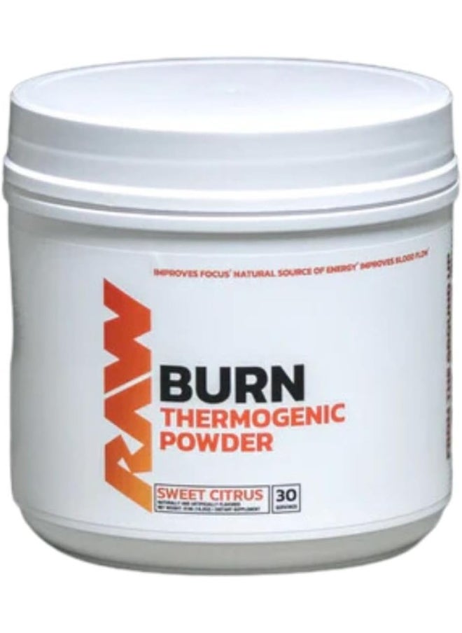 Raw RAW Burn Thermogenic Fat Burner | Chris Bumstead Formula | Acetyl-L-carnitine | Yohimbine | L-tyrosine | Control Appetite | Weight Loss | 30 Servings (Sweet Citrus)  - Image 1