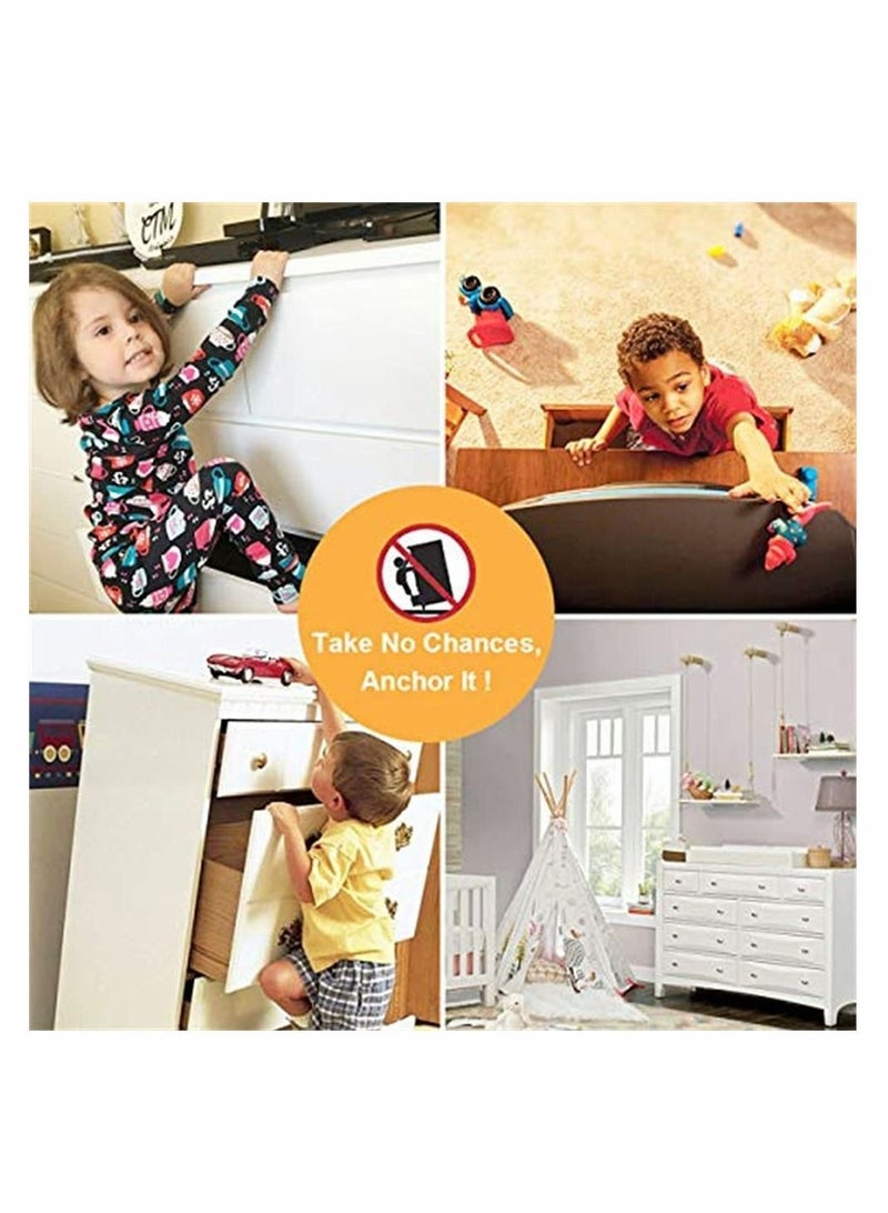 Furniture Fall Prevention Device, 【Child Safety】 straps are designed to protect children and pets from the dumping of furniture, even during earthquakes windstorms. anchors for - Image 3