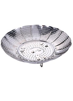 Bukela Steamer Basket, Stainless Steel Vegetable Steamer Folding Steaming Basket for Veggie Fish Seafood Cooking Expandable to Fit Various Size Pot(S)  - Image 1