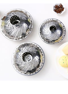 Bukela Steamer Basket, Stainless Steel Vegetable Steamer Folding Steaming Basket for Veggie Fish Seafood Cooking Expandable to Fit Various Size Pot(S)  - Image 2
