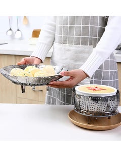 Bukela Steamer Basket, Stainless Steel Vegetable Steamer Folding Steaming Basket for Veggie Fish Seafood Cooking Expandable to Fit Various Size Pot(S)  - Image 3