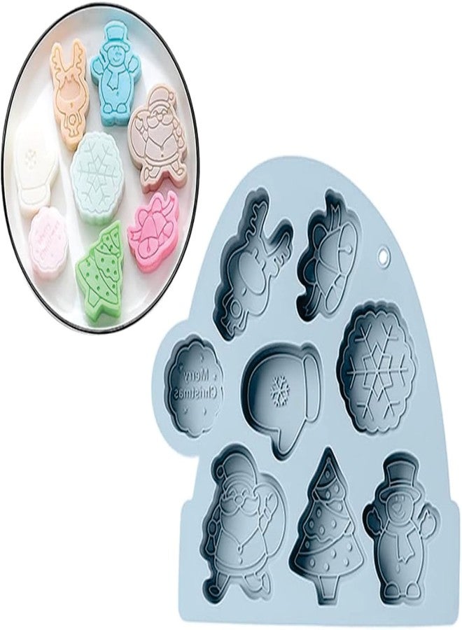 Bake Hosue 8 Cavity Christmas Silicone Mold 3D Snowman Snowflake Santa Reindeer Shapes for Chocolate Candy Making Xmas Cake Cupcake Muffin Baking Tray Gummy Jelly Christmas Silicone Molds - Image 1