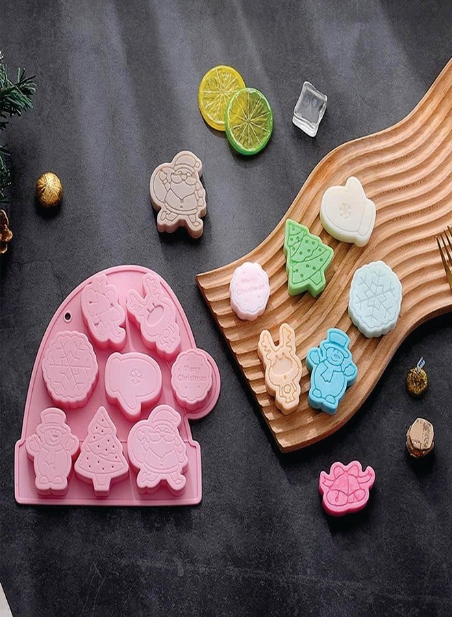 Bake Hosue 8 Cavity Christmas Silicone Mold 3D Snowman Snowflake Santa Reindeer Shapes for Chocolate Candy Making Xmas Cake Cupcake Muffin Baking Tray Gummy Jelly Christmas Silicone Molds - Image 5
