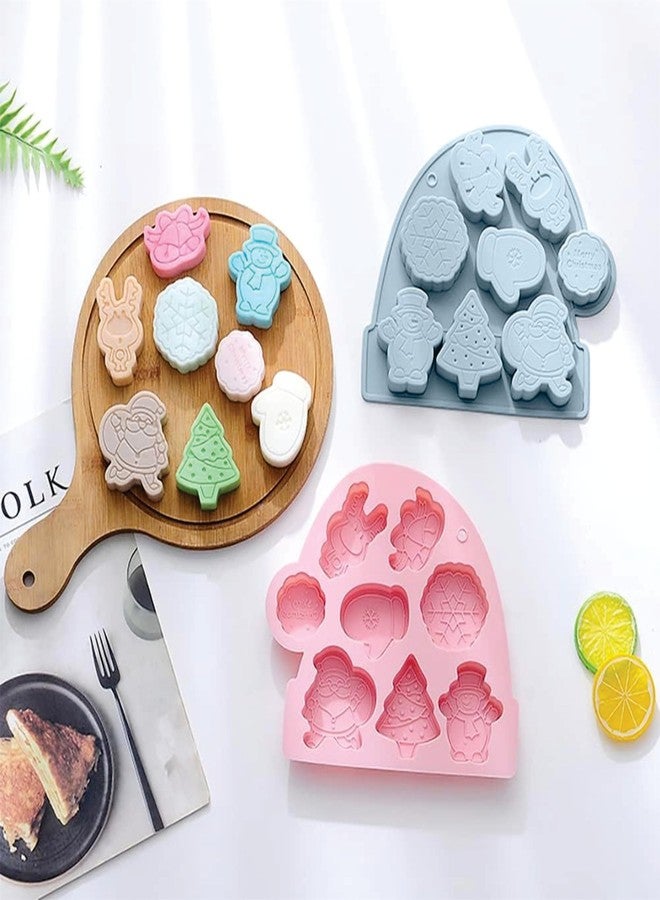 Bake Hosue 8 Cavity Christmas Silicone Mold 3D Snowman Snowflake Santa Reindeer Shapes for Chocolate Candy Making Xmas Cake Cupcake Muffin Baking Tray Gummy Jelly Christmas Silicone Molds - Image 2