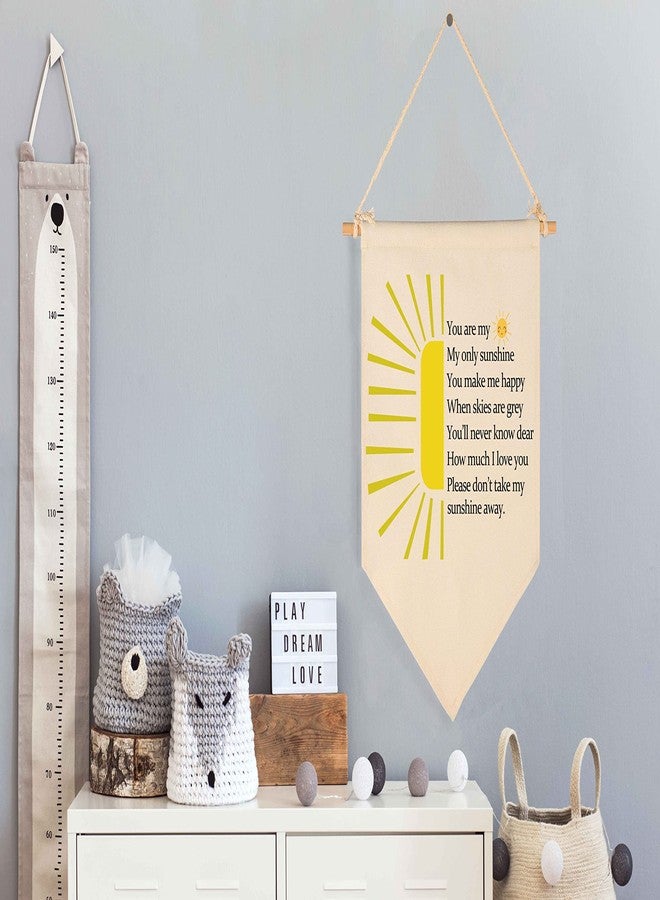 FYSIA You are Gift My Sunshine-You Make Me Happy- Canvas Hanging Pennant Flag Banner Wall Sign Decor Gift for Nursery Baby Kids Girl Boy Teen Bedroom Playroom Front Door- Birthday Christmas Gift - Image 2