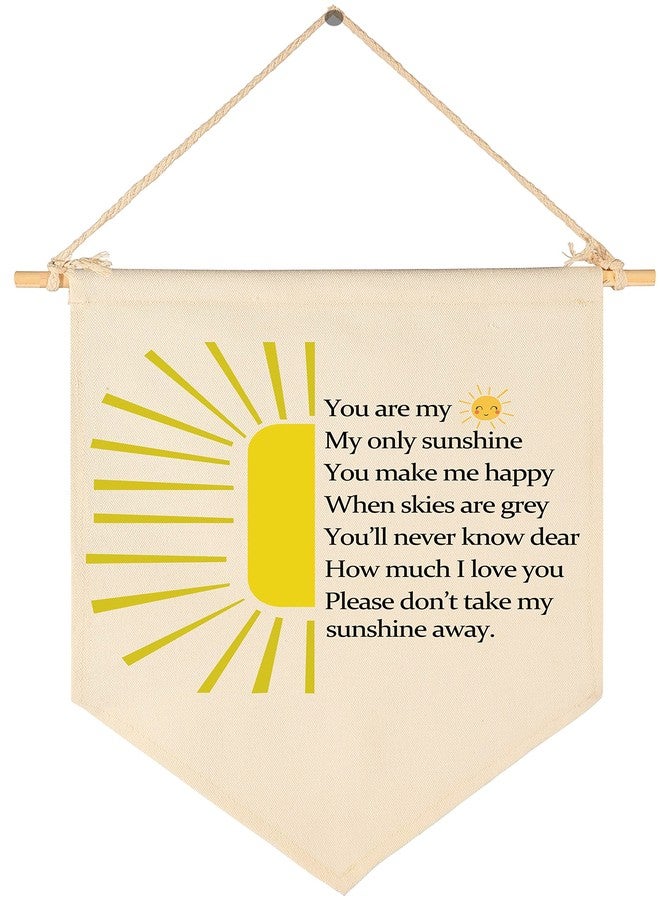 FYSIA You are Gift My Sunshine-You Make Me Happy- Canvas Hanging Pennant Flag Banner Wall Sign Decor Gift for Nursery Baby Kids Girl Boy Teen Bedroom Playroom Front Door- Birthday Christmas Gift - Image 1