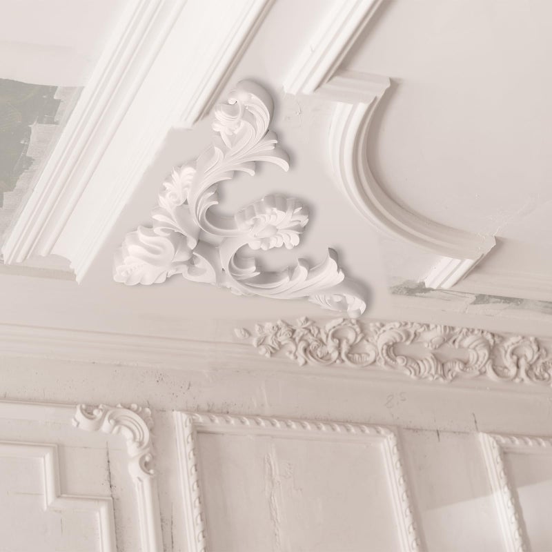 Colingmill 4 Pcs Ceiling Molding Kit Corners Murals Trim French Style Accent Wall Decor for Interior Medallion Ceiling with Flowers Pattern Decorative Panels for Wall (13.4 x 13.4 in,Classic) - Image 4
