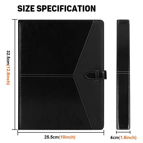 Toplive Padfolio 3 Ring Binder Organizer Business Portfolio Folder for Women, A4/ Letter Size PU Leather Professional Portfolio Padfolio for Interview Conference Presentation, Black - Image 3
